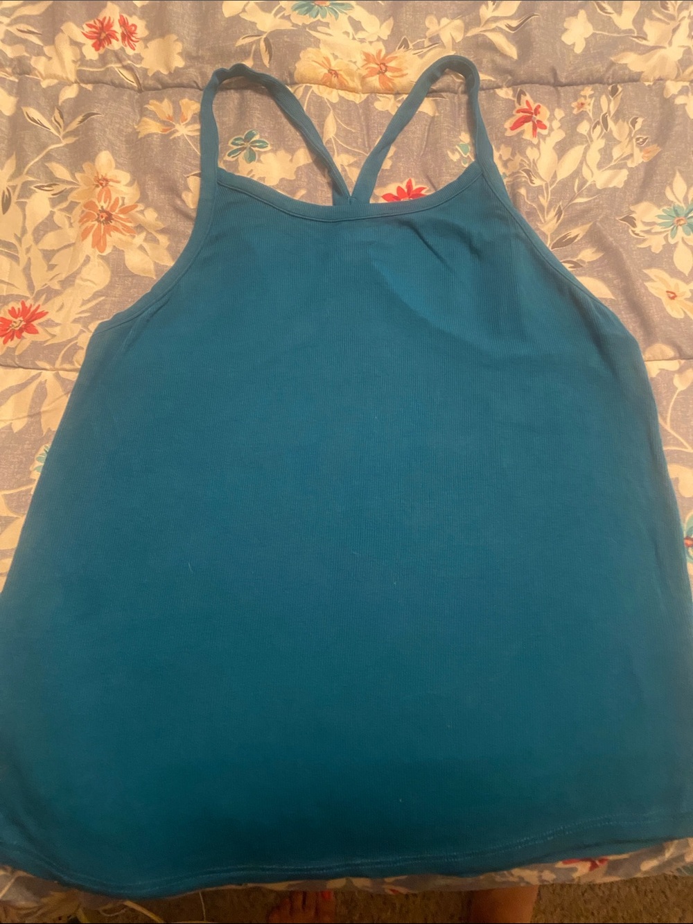 Zyia Daphne ribbed tank - large (Aegean blue)